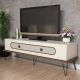 Meuble TV Dover L145cm Bois foncé et Blanc crème