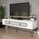 Meuble TV Dover L145cm Bois foncé et Blanc