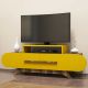 Meuble TV façade ovale Ellipsis L145 cm Panneau Mélaminé Noyer Jaune