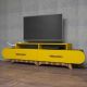 Meuble TV façade ovale Ellipsis L205 cm Panneau Mélaminé Noyer Jaune