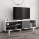 Meuble TV Prifma Mélaminé intérieur Anthracite et Blanc