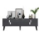 Meuble TV style scandinave Jasim 150cm Motif Géométrique Anthracite et Argent