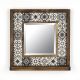 Miroir mural Dallat L32,5xH33cm Bois massif foncé Motif Arabesque Noir et Blanc