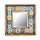 Miroir mural Dallat L32,5xH33cm Bois massif foncé Motif Fayence andalouse