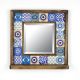 Miroir murale Dallat L32,5xH33cm Bois massif Motif Yeux Bleu