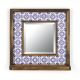 Miroir murale Dallat L32,5xH33cm Bois massif Motif Arabesque Bleu et Blanc