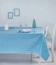 Nappe de table Bertier 170x170cm Coton Motif petite carreaux Turquoise et Blanc