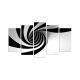 Pentaptyque Grex L110xH60cm Motif Spirale infernale Noir et Blanc