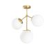 Plafonnier 3 lampes sphérique Acresh 43cm Verre Blanc et Métal Or