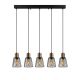 Plafonnier filaire 5 lampes alignées Konsis 85cm Métal Noir et Or