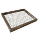 Plateau de table rectangle Caupona 30x40cm Pin massif foncé et Motif Zigzag Blanc et Effet marbre Gris