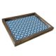 Plateau de table rectangle Caupona 30x40cm Pin massif foncé et Motif Petits carreaux floral Bleu et Blanc