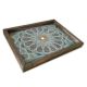 Plateau de table rectangle Caupona 30x40cm Pin massif foncé et Motif Mandala mosaïque