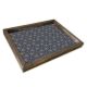 Plateau de table rectangle Caupona 30x40cm Pin massif foncé et Motif Mandala fleurs Or et Bleu marine