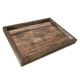 Plateau de table rectangle Caupona 30x40cm Pin massif foncé et Motif Planche en bois mappemonde Marron et Beige