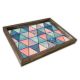 Plateau de table rectangle Caupona 30x40cm Pin massif foncé et Motif Triangle mandala