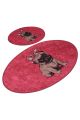 Set de 2 tapis de salle de bain ovales Pinkydog 60x100cm Motif chiot Rose