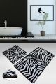 Set de 2 tapis de salle de bain rectangle Conrad Velours motif zébré Noir et Blanc