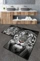 Set de 2 tapis de salle de bain rectangles Artem tigre Polyester Gris