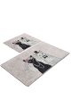 Set de 2 tapis de salle de bain rectangles Wiok Velours Motif Noces des chats