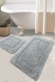 Set de 2 tapis Jelke 100% Coton Motif Rectangle en relief Gris