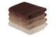 Set de 4 serviettes de bain liteau à 3 lignes brodées Vitta 70x140cm 100% Coton nuance de Marron