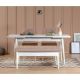 Set table extensible 2 chaises et banquette Malva Bois Blanc et Tissu Beige