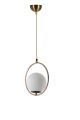 Suspension 1 lampe cerclée  Radrana D30cm Verre Blanc et Métal Or