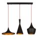 Suspension 3 lampes alignées Klipsch 80cm Métal Noir et Rouge