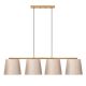 Suspension 4 lampes alignés à simple barre Senna 148cm Métal Or et Tissu Blanc crème