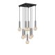 Suspension 9 lampes tube court saccade Jona Métal Argent