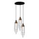 Suspension filaire 3 lampes carrés enchevêtrés saccade Marnie Métal Noir