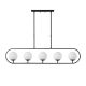 Suspension hauteur variable 5 lampes Vocrana 122cm Verre Blanc et Métal Noir