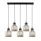 Suspension style industriel 5 lampes alignées hauteur différente Camarose 87cm Métal Noir et chrome