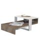 Table basse asymétrique Crusis emboîtement Bois Naturel et Blanc