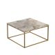 Table basse Daria 72x72cm Bois Effet marbre Blanc et Métal Or