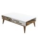 Table basse design Oviva L105cm Blanc et Bois foncé