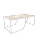 Table basse Greta L120xP60cm Métal Blanc et Bois Effet marbre Blanc