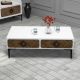 Table basse Lebon 105cm Bois foncé et Blanc