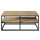 Table basse rectangle Cubicum 2 tablettes Bois Naturel et Métal Noir