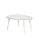 Table basse trépied ovale Casina 55x75cm Bois Blanc et Verre trompé Miroir