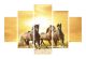 Tableau pentaptyque Atos Motif Chevaux bruns galopants