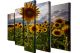 Tableau pentaptyque Atos Motif Tournesols Jaune