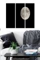 Tableau triptyque Fabulosus L70xH50cm Motif Pleine lune Noir et blanc