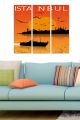 Tableau triptyque Fabulosus L70xH50cm Motif Poster Istanbul Orange et Noir