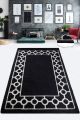 Tapis Akli 100x200cm Motif Cadre avec cercles Noir et Blanc