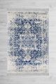 Tapis Casimir 80x150cm Velours Motif Arabesque vieilli Bleu et Blanc