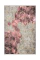 Tapis Clinta 100x150cm Motif cube effet 3D Gris et Rose