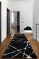 Tapis de couloir Aris 80x120cm Velours Motif Craquelé Noir et Blanc