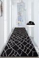 Tapis de couloir Kenzi 80x140cm Velours Motif Noir et Blanc